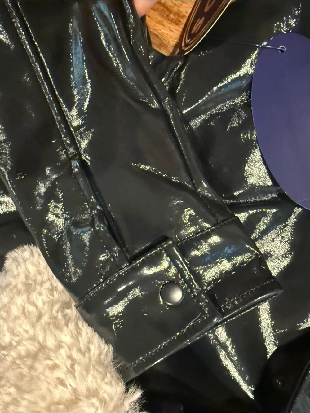 Scoop Faux Leather Black Bomber Jacket Size Large 10/12 NWT